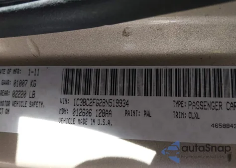 2011 Chrysler 200 Limited from USA, damaged, VIN 1C3BC2FG2BN519934